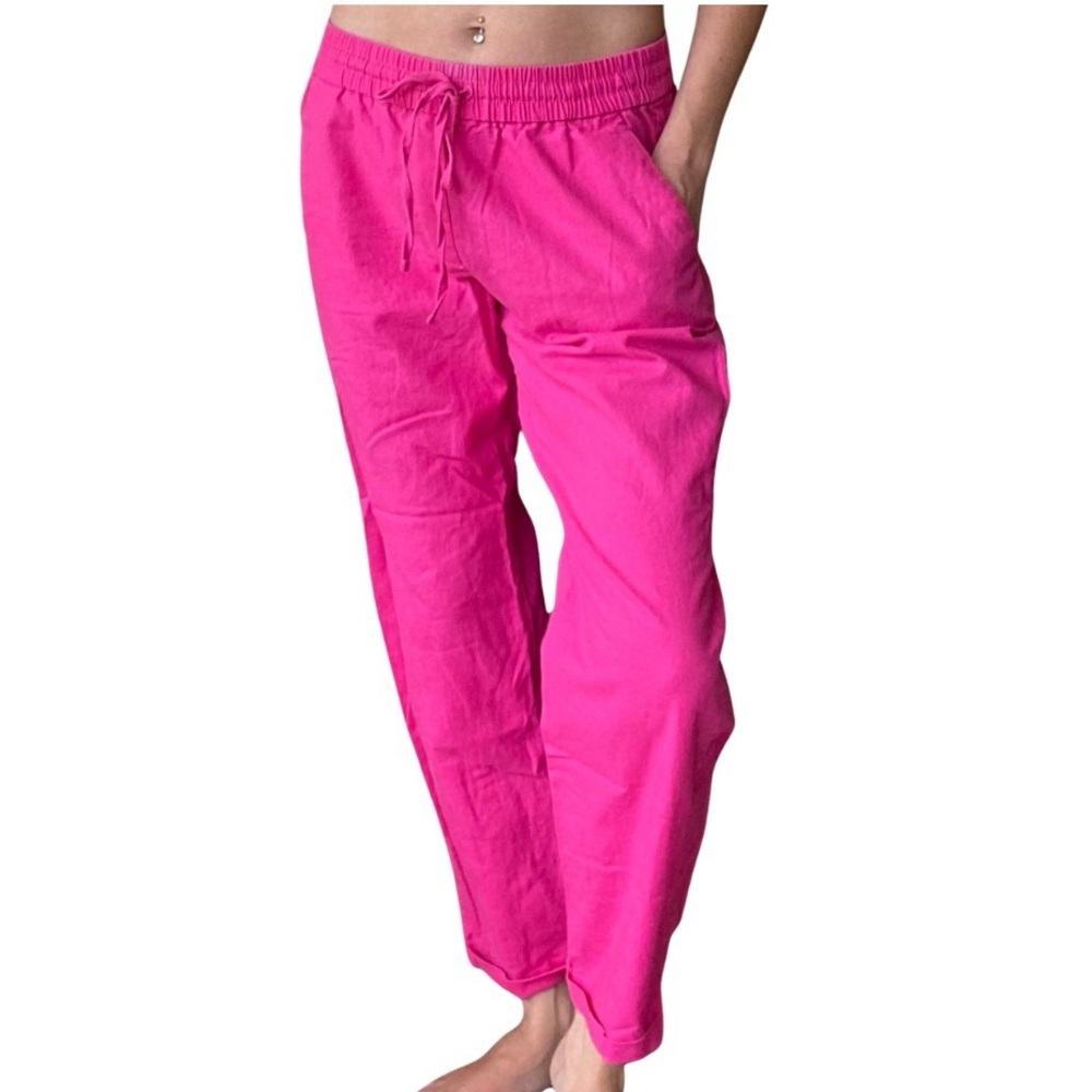 J.Crew, pink, linen-cotton blend pants